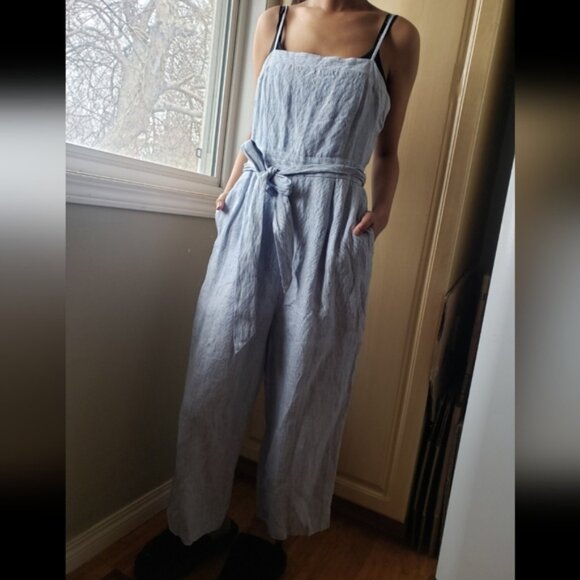 Forever New Pants - Forever New 100 Linen Womens Light Blue Jumpsuit Size 8